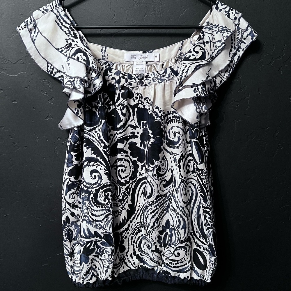 For Joseph blouse Size: M Color: Black/ white print 100% silk like New